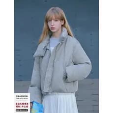 714street90 Jaqueta curta de malha de pato branco feminina 2025 jaqueta de pão de inverno jaqueta grossa solta