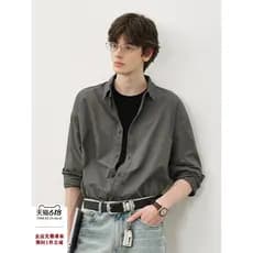714street Retro lavado angustiado camisa de manga comprida masculina 2026 primavera novo estilo solto caído ombro camisa