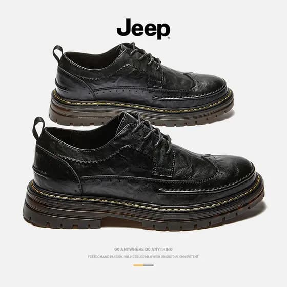 Jeep jeep sapatos de couro masculino casamento Casual 2026 novo estilo jovem preto britânico Formal Wear negócios pai De