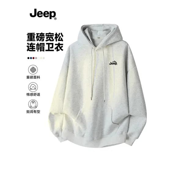 JEEP JEEP Heavy Casual Moletom Masculino 2026 Primavera Novo Estilo Retro Casal Estilo Americano Com Capuz Camiseta de M