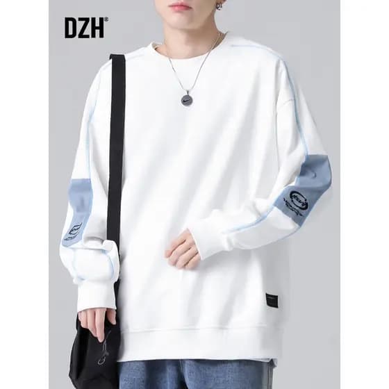 [Vazamento de coleta de código quebrado] Moletom masculino branco de manga comprida masculino primavera masculino com go