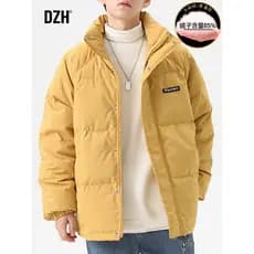Homens amarelo para baixo jaqueta inverno engrossado roupas 2026 novo estilo masculino à prova de vento gola alta jaquet