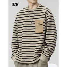 Camiseta masculina listrada de manga comprida macacão moletom inverno Plus Size camisa de fundo masculina 2026 novo topo