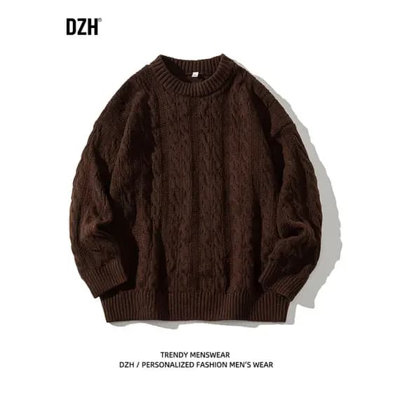 Masculino marrom em torno do pescoço camisola masculina inverno engrossado malha camisola superior 2026 novo estilo torç
