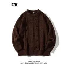 Masculino marrom em torno do pescoço camisola masculina inverno engrossado malha camisola superior 2026 novo estilo torç