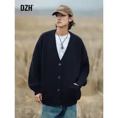 Homens Cardigan malhas tamanho grande solto preto camisola primavera camisola outono inverno casal usar jaqueta inverno