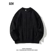 Meninos preto em torno do pescoço camisola masculina camisola de inverno engrossado novo estilo solto topo Jacquard lã m