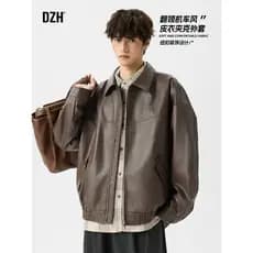 Jaqueta De Couro Retro Marrom Masculina Primavera Outono Roupas De Motocicleta Jaqueta De Couro Top 2026 Novo Estilo Rou