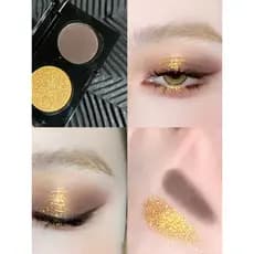 Extravagante marrom dourado pequeno fumado ~ paleta de sombras de duas cores preto ouro marrom perolado brilhante paleta