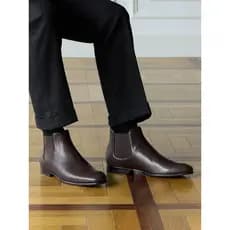 ThomWills Chelsea Botas masculinas de couro genuíno Botas curtas de negócios Sapatos masculinos britânicos Sapatos de co