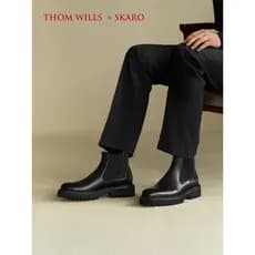 ThomWills & SKARO Botas Chelsea masculinas de marca conjunta com sola grossa aumentada para uso Formal Botas Martin de c