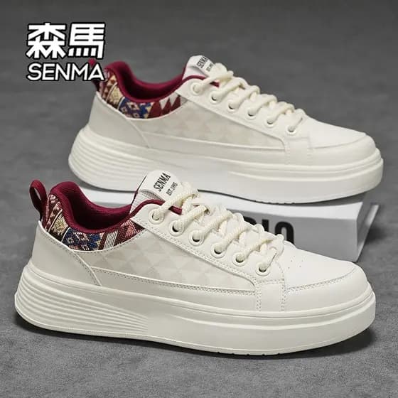 Senma sapatos de verão sapatos masculinos 2026 novo estilo All-Match aumentando tênis casuais masculinos branco tênis de
