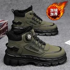 Sapatos masculinos de alta qualidade inverno velo-velo couro quente Casual Workwear botas masculinas resistentes ao desg