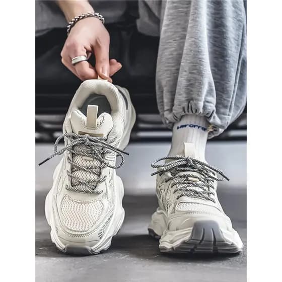 Estilo Hong Kong papai sapatos masculinos verão Street Wear High-End adolescente malha Casual All-Match tênis de sola gr