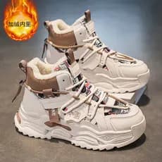 Sapatos masculinos de cano alto forro de lã de inverno botas de neve quentes adolescentes influenciador All-Match esport