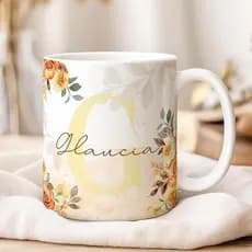 Caneca Xícara Personalizada com Inicial e Nome Todas as Letras (Envie o nome no chat após a compra)