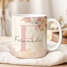 Sua Inicial e Nome Caneca Xícara Personalizada Todas as Letras do Alfabeto