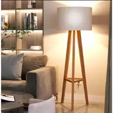 Luminária De Chão Abajur Em Madeira Austria Minimalista  Iluminação para Casa Sala Quarto Com Cupula