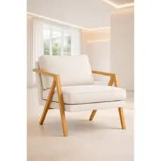 Poltrona Decorativa Mona Luxo em Madeira Maciça Sala Moderna