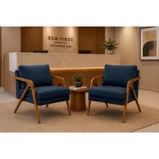 Conjunto Poltrona Mona Decorativa Recepção Sala De Estar Confortável E Luxuosa