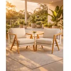 Kit 2 Poltrona Mona Decorativa Design Luxo Linho Confortável