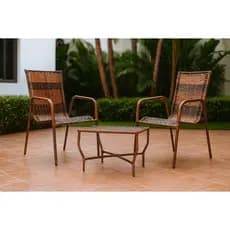 Kit Jardim 2 Cadeiras com Mesa Fibra Sintética para Piscina e Área Externa