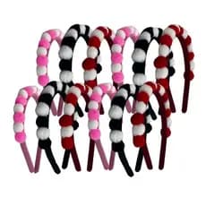 Kit 12 Tiara Pom Pom de Pelúcia Cores Sortidas Arco de Cabelo Feminino