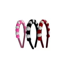 Kit 3 Tiara de Cabelo Pom Pom Pelúcia Colorida Arco Feminino Fofo