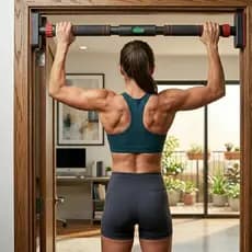 Barra de Porta Ajustável com Nível, para Musculação, Flexão e Academia em Casa