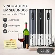 Abridor de Vinho Elétrico - Saca Rolhas Automático (Cores Sortidas)