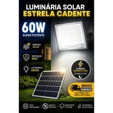 Refletor Solar Led Holofote 60w Placa Separada Bateria Prova D'água Ip66