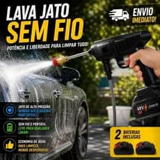 Lavadora Alta Pressão Portátil 48V Sem Fio Automotiva Com 2 Baterias Recarregáveis