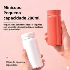 Mini Garafa Térmica Inox 200ml,Copo de Bolso Portátil,Pequena e Compacta para arro e Viag