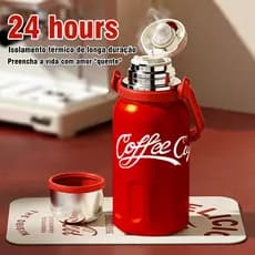 Garrafa Térmica Inox 800ml com Alça e Tampa Hermética - Garrafa de Água de Metal Portátil