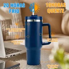 Copo térmico de aço inoxidável de grande capacidade (1200ml), ideal para uso no carro