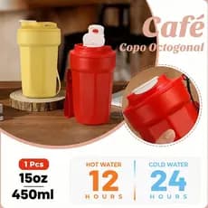 Copo Térmico Inox 380ml Com Tampa Para Café E Chá Cordão Para Pendurar