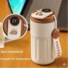 Copo Térmico Inteligente 420ml com Sensor de Temperatura em Led - Aço Inox