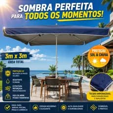 Guarda Sol Quadrado 3M Aberto Reforçado Contra Uv Para Praia