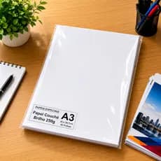 Kit Papel Couchê Brilho 250g A3 Folhas para Impressão Personalizada