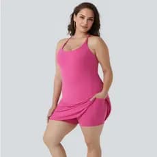 Vestido Fitness Feminino com Short Interno e Bolso Academia Corrida Caminhada