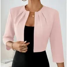 Casaquinho Feminino Tipo Blazer Curto de Alfaiataria Elegante