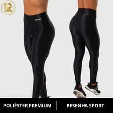 Calça Legging Fitness Feminina Poliéster Cós Alto Academia Modelagem Premium Resenha Sport