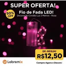 Fio de Fada Led Decoração Cordão Luz 2 Metros - Rosa Natal