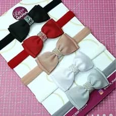 Kit de 5 Faixas para Bebê com Lacinhos – Tiara para Bebê – Acessórios de Cabelo para Bebê – Laços na meia de seda