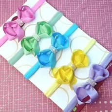 Kit 5 Faixas para Bebê com Lacinhos – Tiara Infantil – Acessórios de Cabelo para Bebê