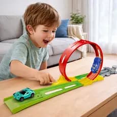 Pista de Carrinhos Infantil com Loop 360° Lançador Ejection Truck 2 Carrinhos