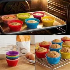 Kit 12 Formas de Silicone para Cupcake Muffin Antiaderente Reutilizável