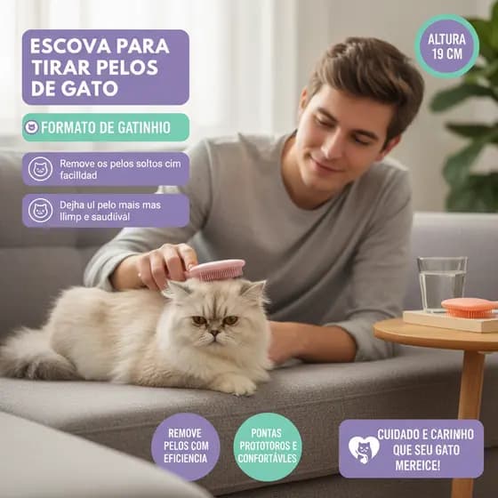 Escova Formato Gato para Remoção de Pelos | Envio Sortido