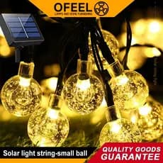 Ofeel 20/50/100 LED Energia solar Varal De Luzes área externa ate 20m Com Lâmpadas LED Amarelas