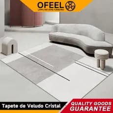 Ofeel Tapete para Sala Tapete para Quarto Tapete de Veludo Cristal 3D com Fundo Antiderrapante